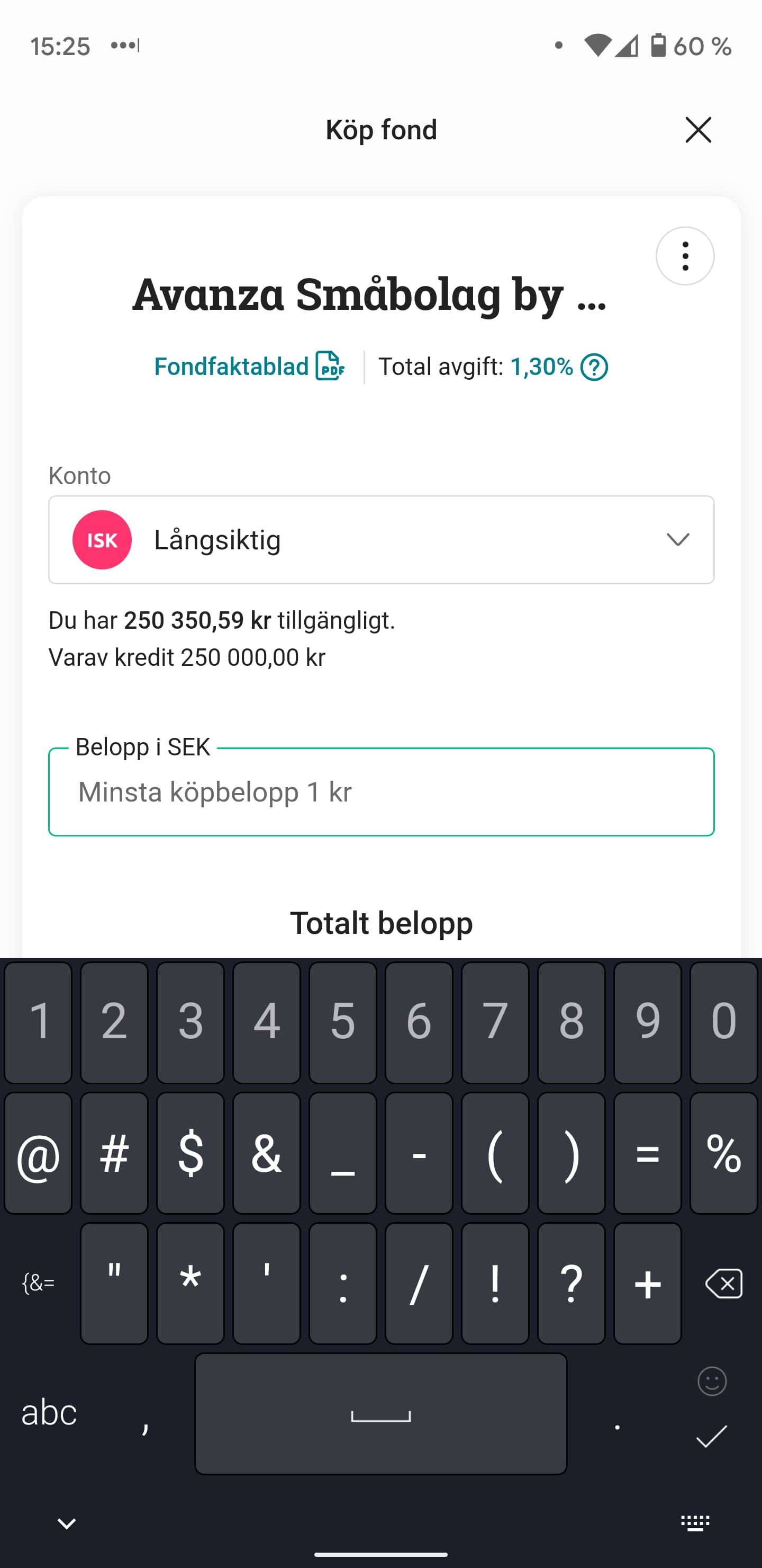 Köporder på indexfond