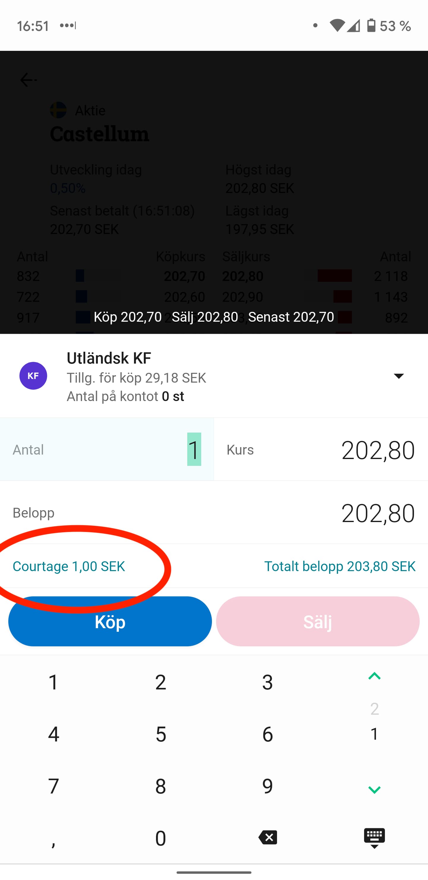 Courtage när man handlar aktier