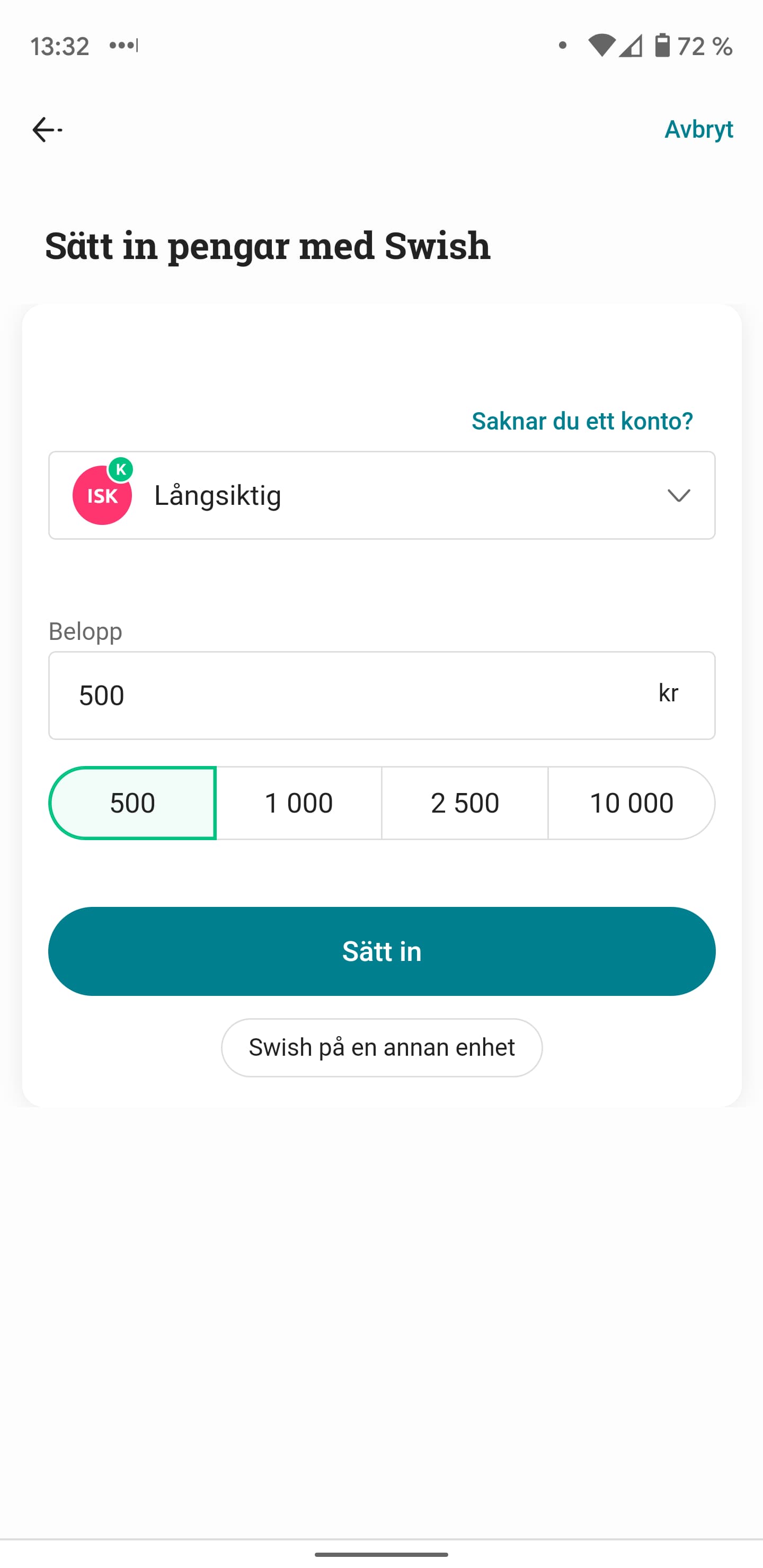 Aktiekonto på Avanza