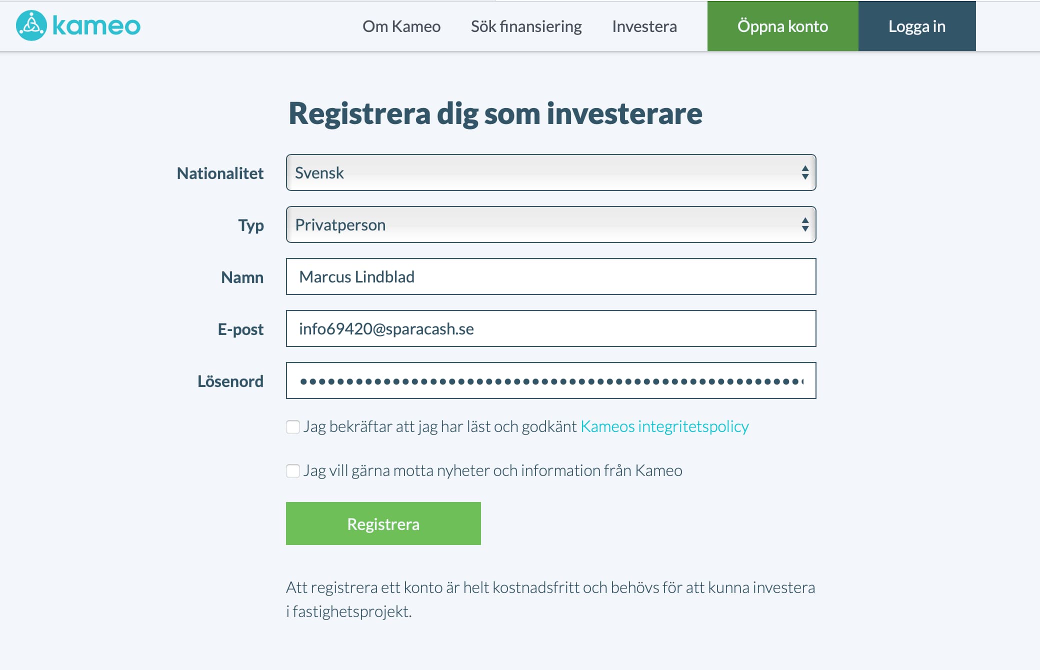Investera i fastigheter på Kameo